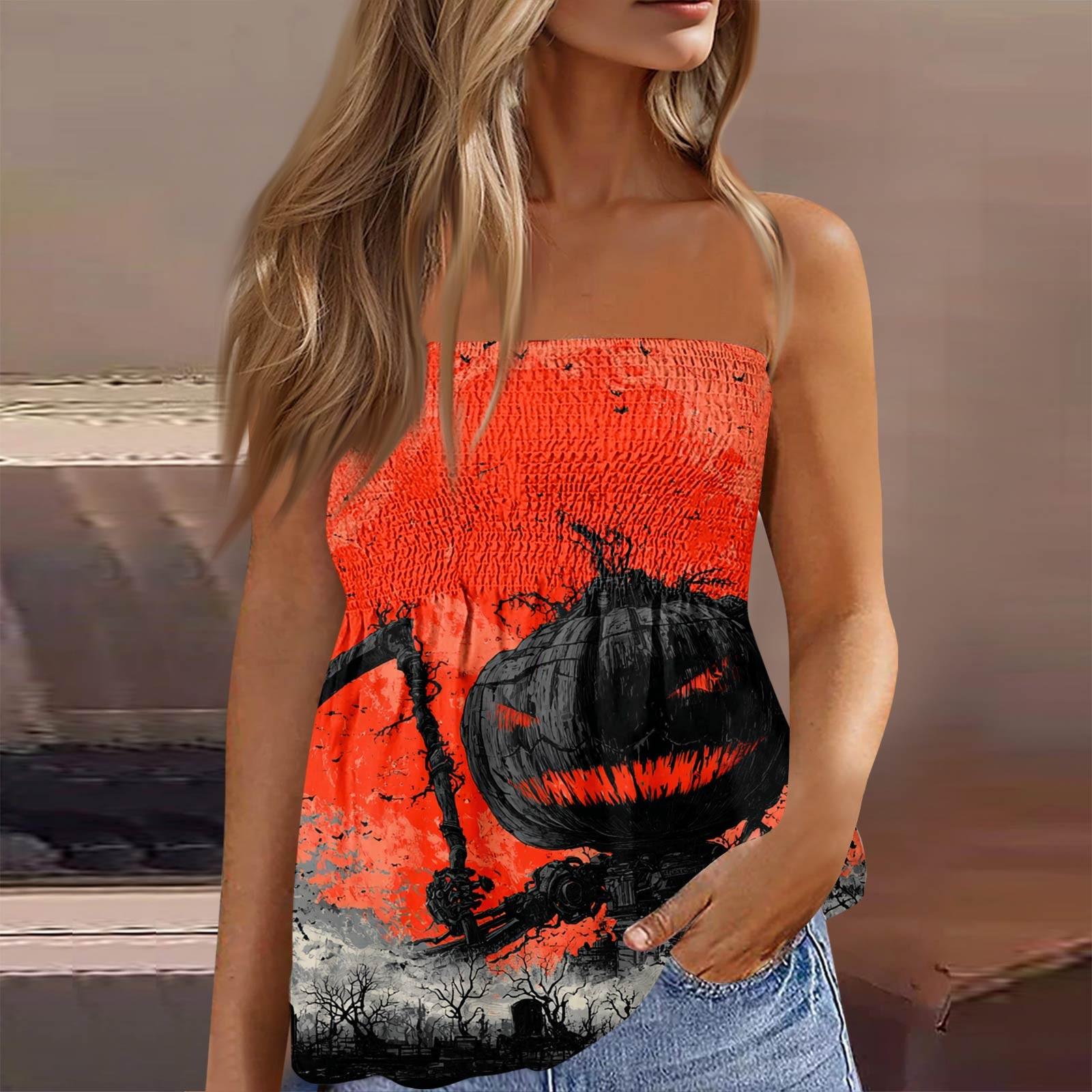 

Летние топы-трубы для женщин, милая сексуальная футболка без рукавов с принтом на открытых плечах L