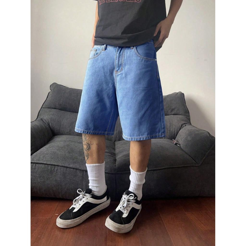 Summer Trend Niche Retro Denim Shorts Men's Loose Casual Trendy Brand Five Quarter Pants