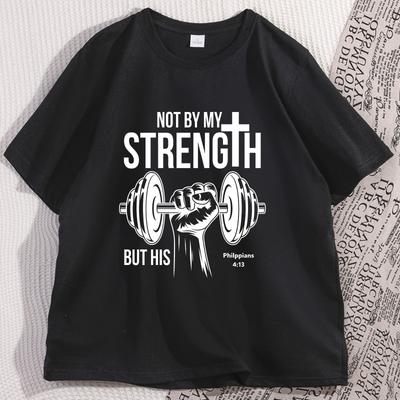 My Strength Christian Men Bible Tshirt Gym Workout Weightlifting T Shirt Matching Christian Tshirt Funny Loose Cotton Tees
