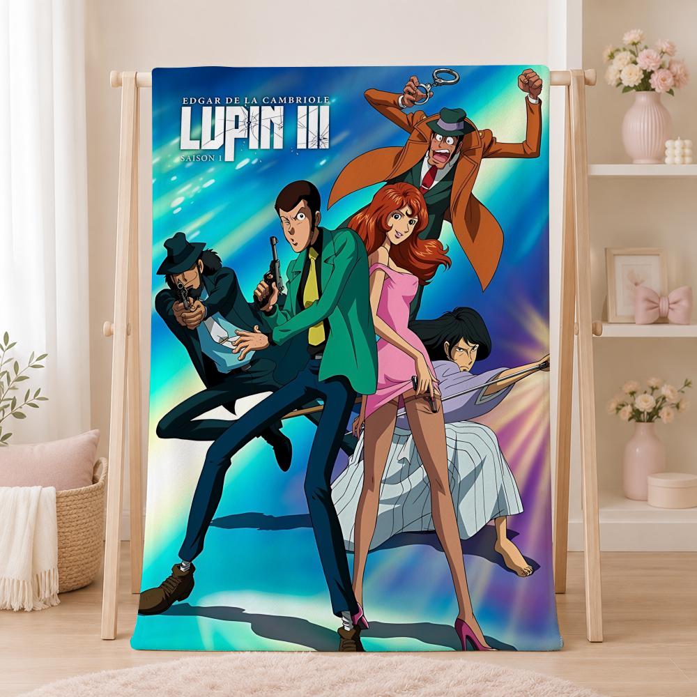 Classic Anime L-Lupin the ThirdS Throw Summer Flannel Throw Blanket Soft Antistatic Washable KidFriendly Couch Bed