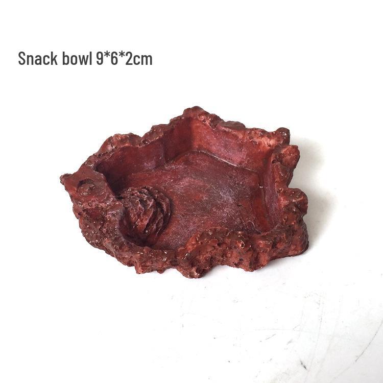 Reptile Water & Food Bowl - Small Round Gray Wood Grain Bowl for Turtles, Tortoises, Lizards, and Snakes.