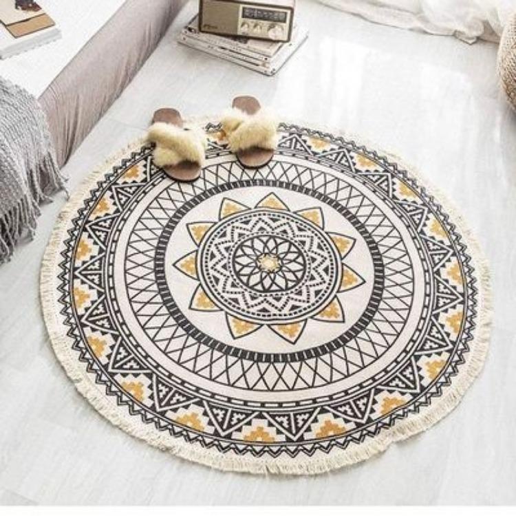 

Круглый ковер с кисточками для дома, коврик для гостиной, спальни, кабинета, компьютерного кресла, круговой ковер diameter 120cm