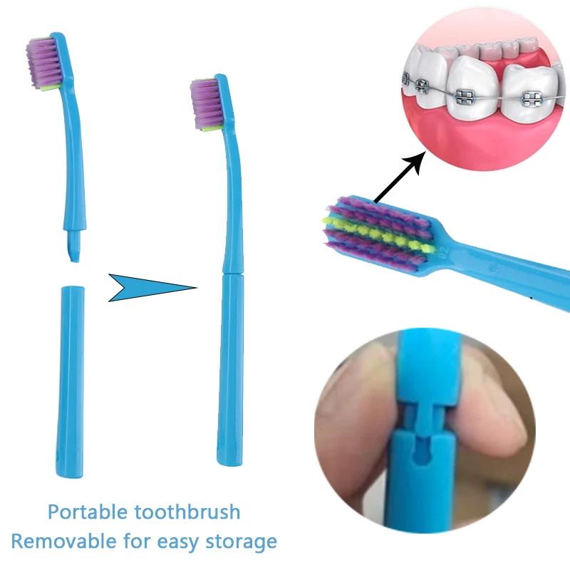 Care Kit Detachable Toothbrush with Interdental Brush Tongue Scraper Reusable Oral Set For Home Office Travel
