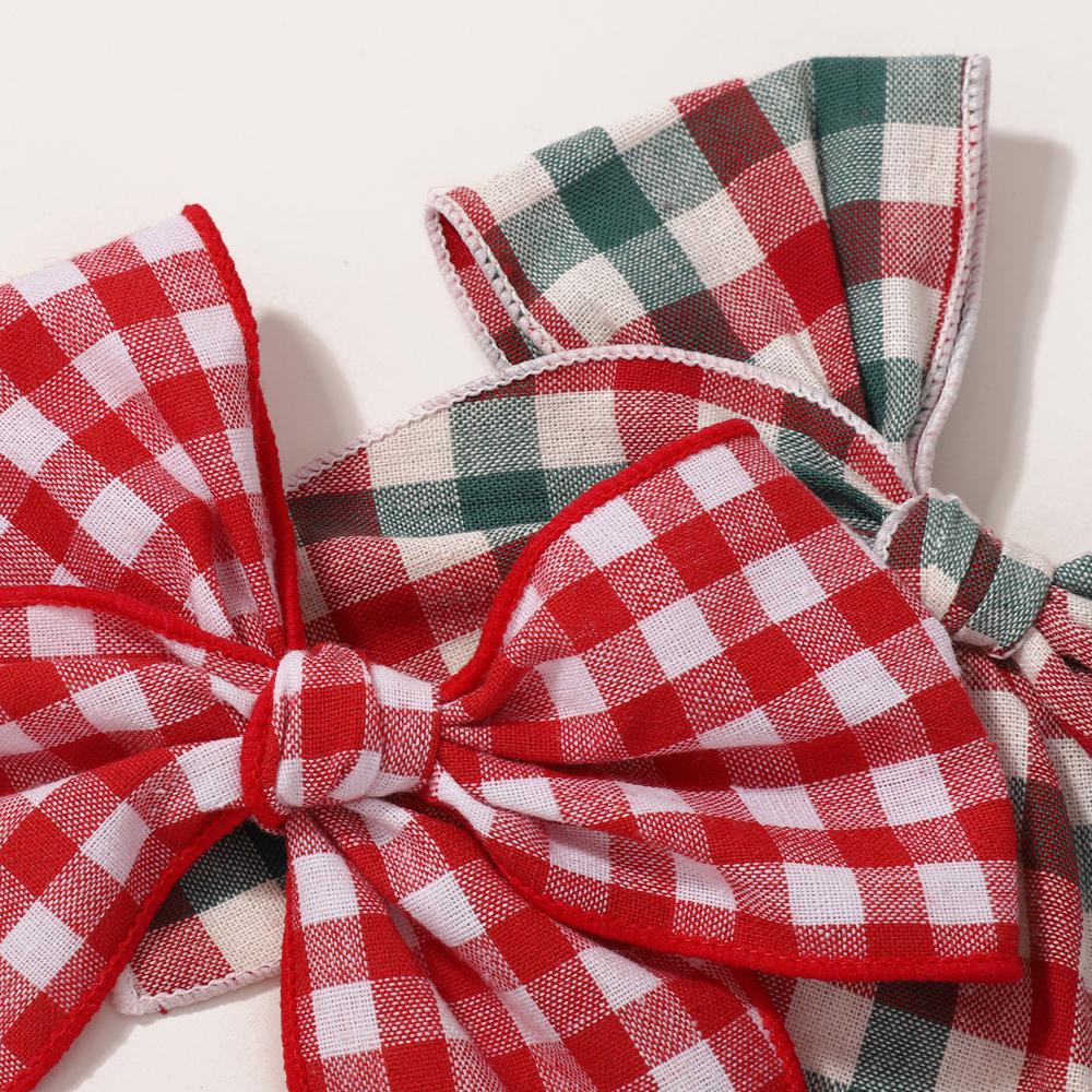 2pcs Christmas Bows Hair Clips for Baby Girls 5.7 Inch Cheer Bowknot Hairpin Classic Plaid Handmade Kids Hair Accessories