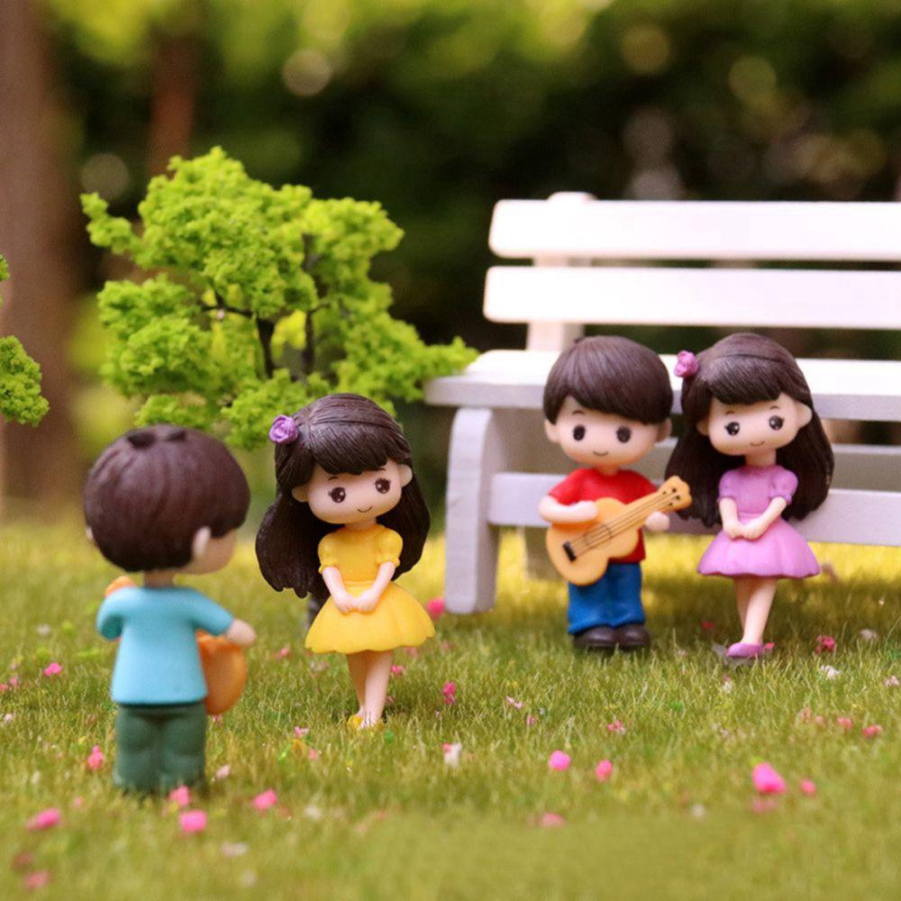 Day Creative Craft Mini Cake Decoration Resin Dolls Miniature Couple Figurines Boy Girl Ornaments