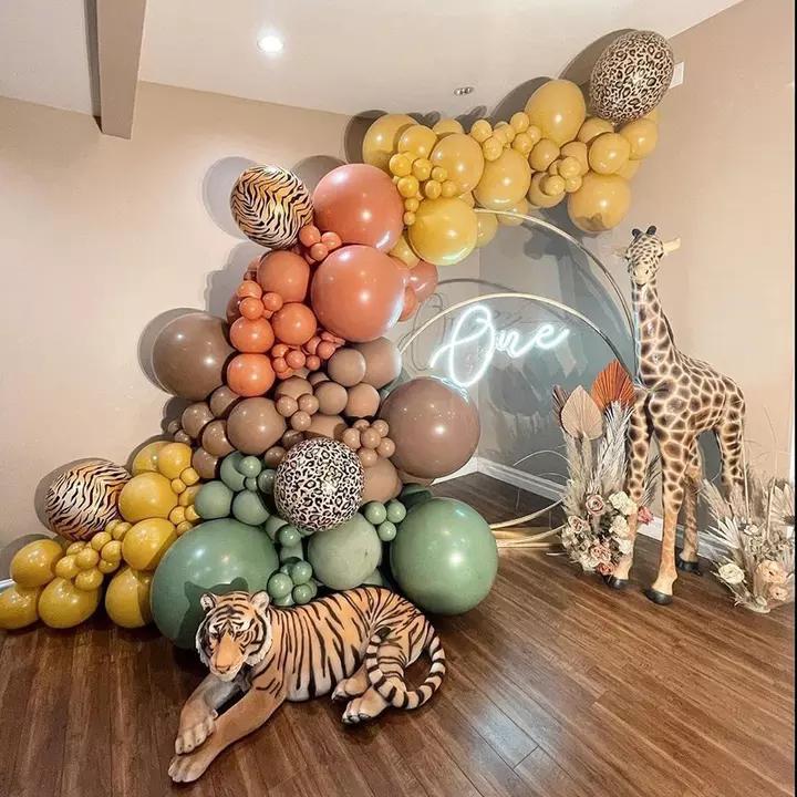 Jungle Forest Theme Sage Green Balloons Arch Garland Kit Kids Boys Birthday Party Decorations