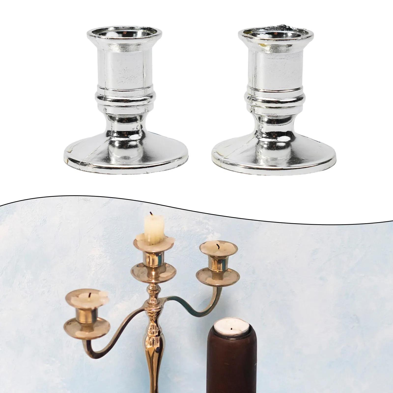 2 Pack Taper Candle Holder Silver/Gold Candle Holder Candle Wedding Reception Home Decor Plastic Silver Plated Candle Base Holde серебряный