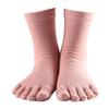 Women's Solid Color Five-Toe Mid-Calf Cotton Socks: Sweat-Absorbent, Breathable, Versatile for Business, Autumn/Winter, Japanese Style