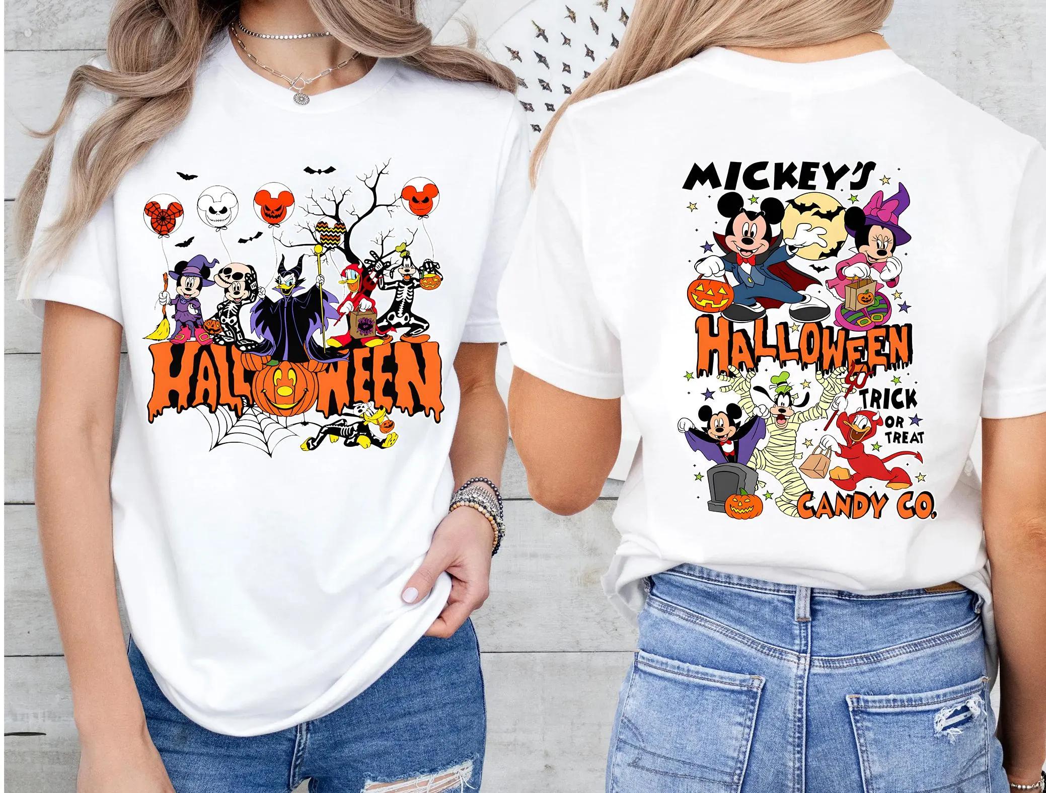 

Fashion 2026 New Halloween TShirt Spooky Print WoUnisex Loose Plus Size Cotton Short Sleeve S