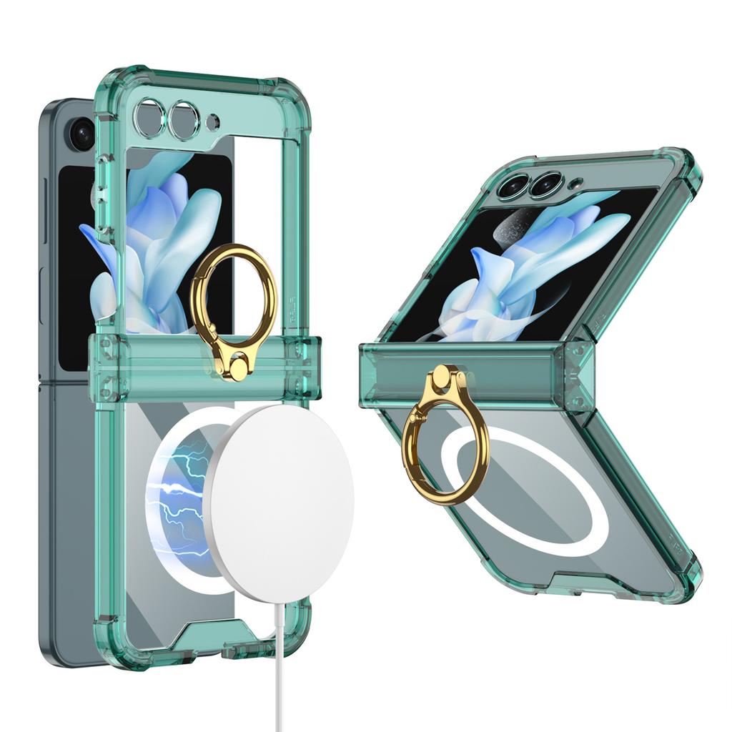 Suitable for Samsung Flip5 Mobile Phone Case Folding Screen Full Inclusive Airbag Wireless Charging Flip5 Shaft Ring Protection Case