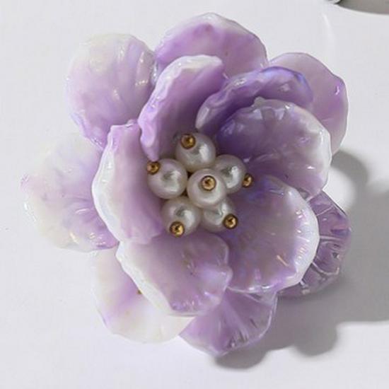 Colorful Resin Petal Flower Adjustable Ring
