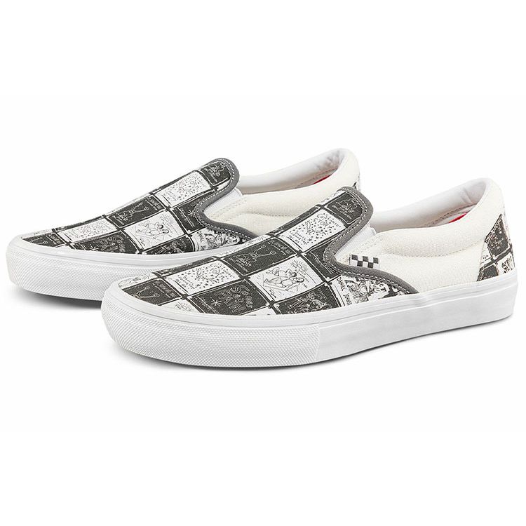 Vans Daniel Johnston X Skate Slip-On Cassette Tape Unisex Sneakers Grey Raven VN0A5FCAAO7