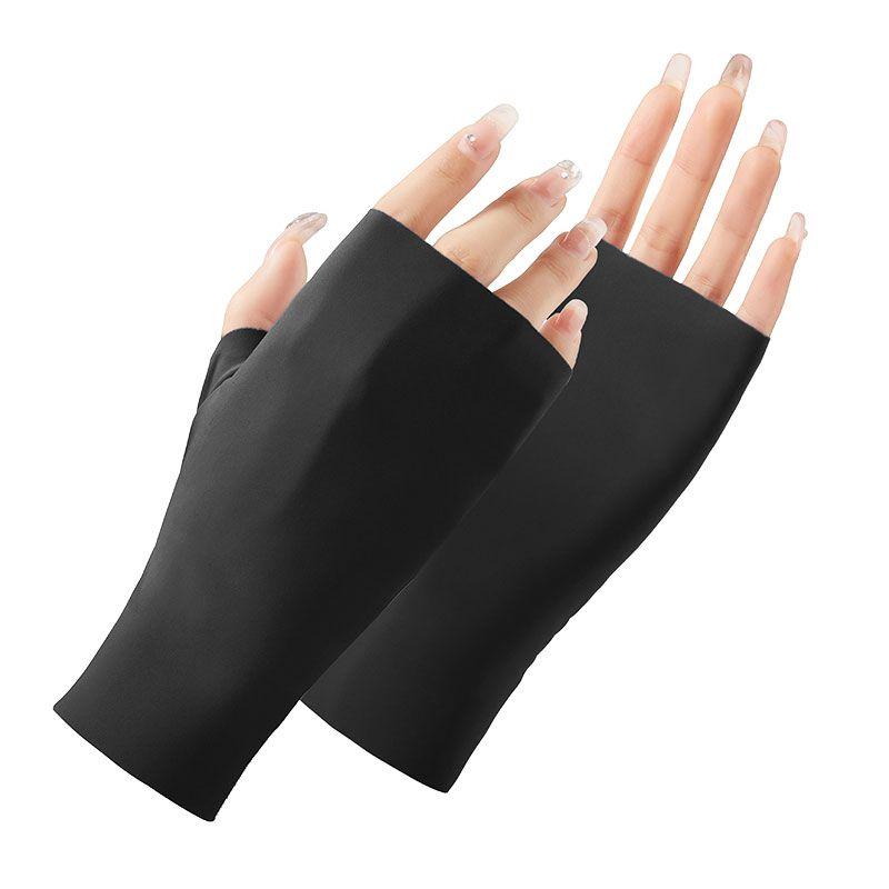 

Sun Protection Gloves Women s Summer UV Protection Driving and Biking Cycling Spring Leakage Five Finger Half Finger Nail Beauty Ice Silk Thin Finger black [148]] One size