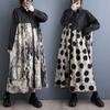 Spring and Autumn Women's Dress Loose Plus Size Literary Print Irregular Splicing Shirt Dress Fashion Dresses