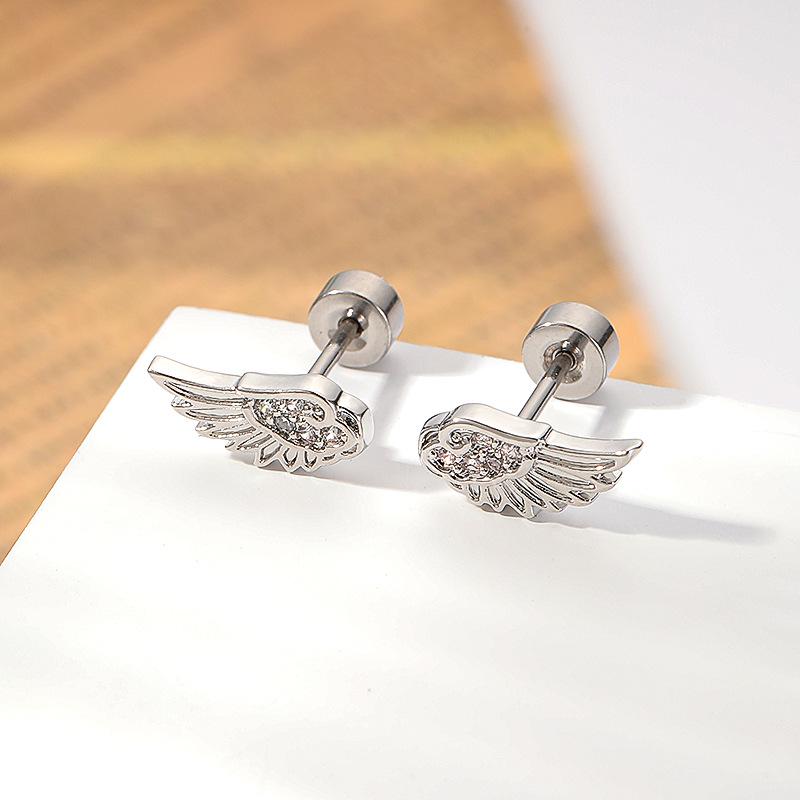 

Stylish Titanium Angel Wings Double Helix Ear Studs for Women – Fashionable High-End Cartilage Piercing Accessory