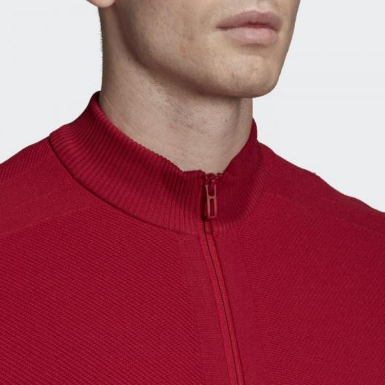 Adidas Sports Striped Stand Collar Jacket Men Jackets Red EB7647