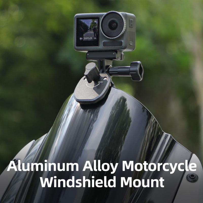 Sports Camera Mount Clamp Stand for Electric Bikes and Motorcycles Windscreen, Aluminum with Protective Silicone Padding