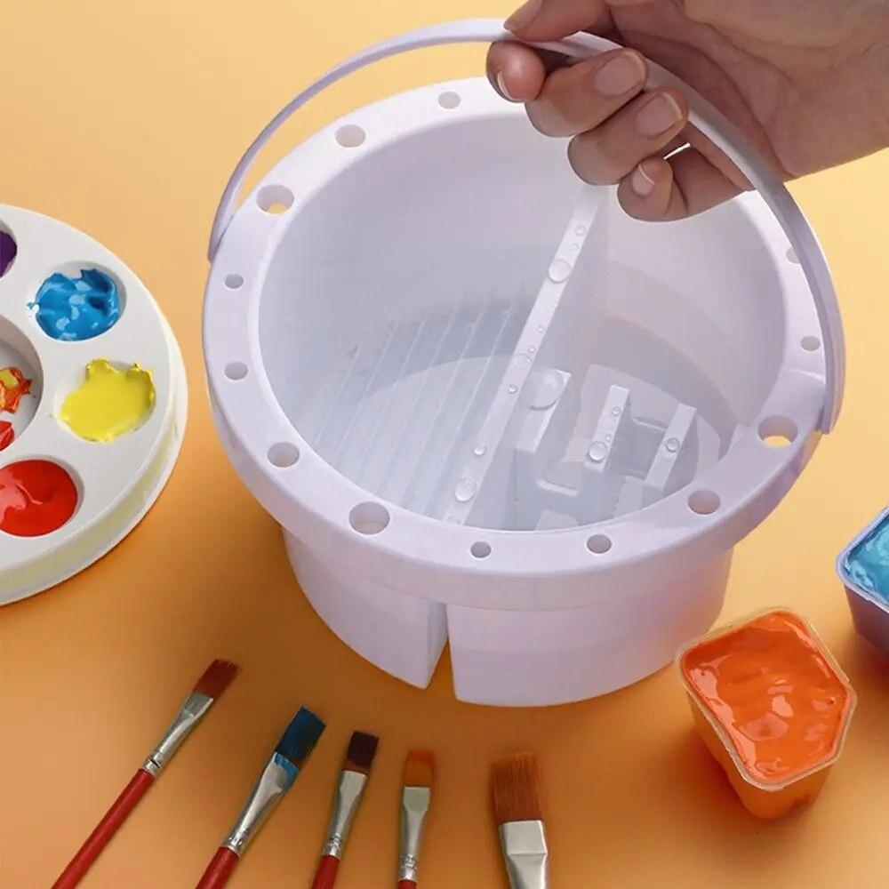 With Lid Paint Brush Washing Bucket 3-in-1 Paint Brush Holder/Color Palette Paint Brush Holder Plastic Paint Brush Washer