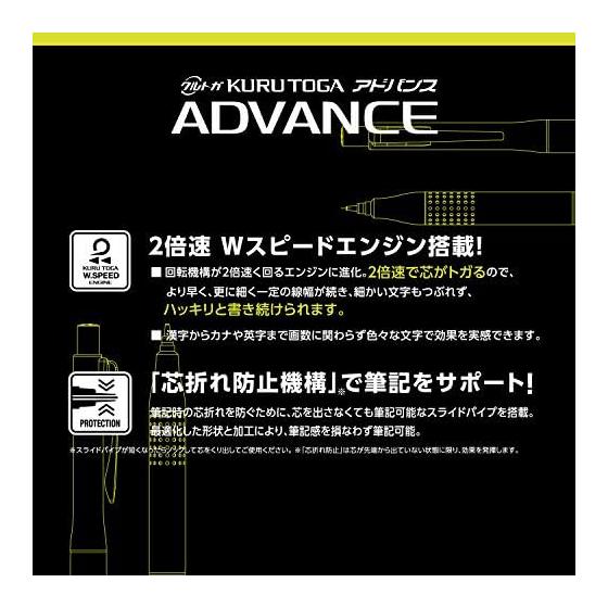 Mitsubishi Pencil KURUTOGA ADVANCE Upgrade Model 0.5 Red M510301P.15, Dual Speed Engine, Punching Grip, Low Center of Gravity Design, Smart Design