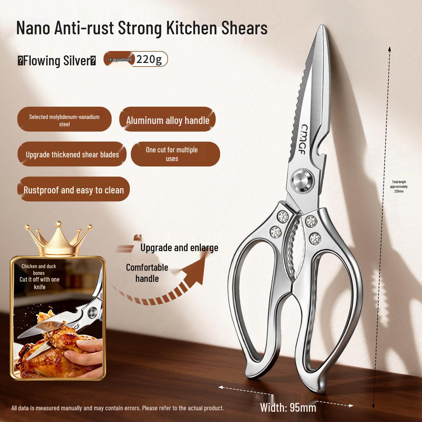 

Ultra Sharp Stainless Steel Kitchen Scissors for Cutting Chicken, Duck, Goose Bones & Barbecue