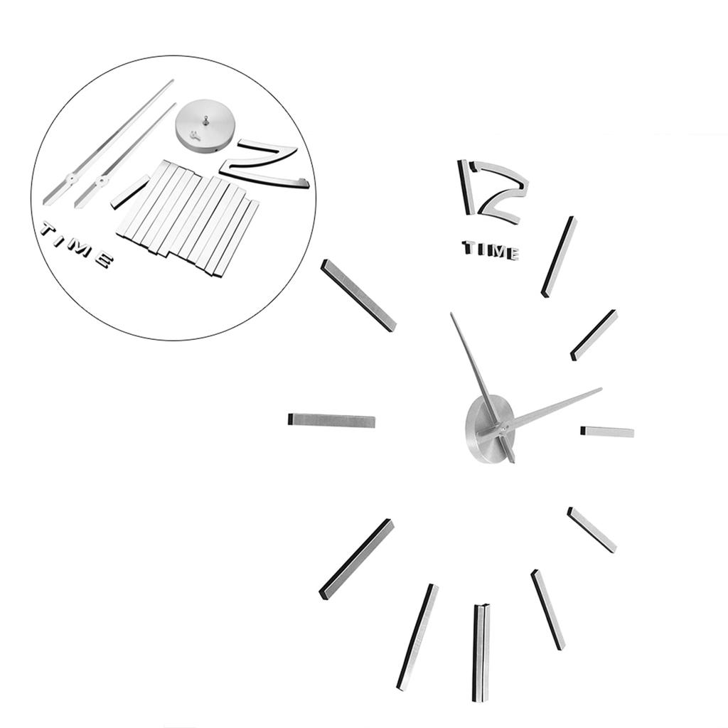 3D Mirror Luxury Modern DIY Large Wall Clock Surface Sticker Room Art Home Office Decor Silver