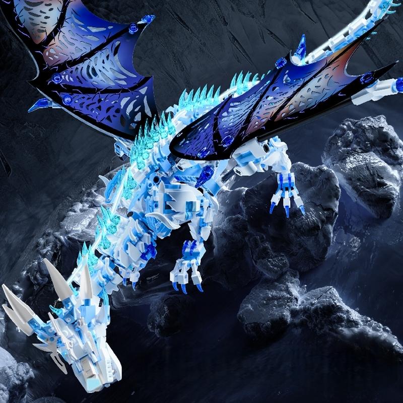 Creative Mythical Dragon Building Blocks Set Ice Dragon Flying Dragon 3D Model Kit DIY Assembly Bricks Kids Birthday Gift