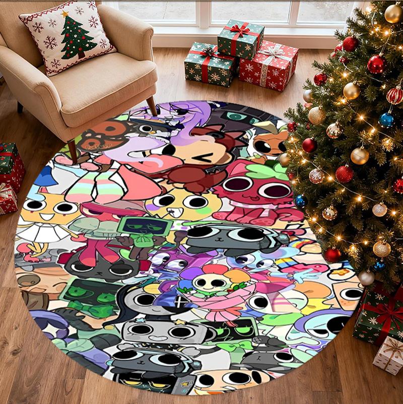 Dandy's World Pattern Round Rug, Indoor/Outdoor Mat, for Picnic, Gameroom, Bedroom, Office, Living Room, Home Decor Carpet, Birthday Gift