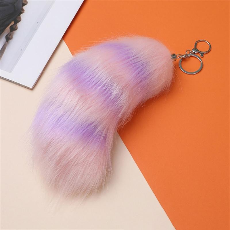 Plush Foxes Tail Keychain Soft And Cute Accessory Plush Keyring Decors For Bags Keys Or Home Decors 18cm Long