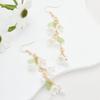 Sweet Romantic White Lily of The Valley Flower Green Leaf Pendant Earrings for Women Idyllic Classic Wedding Party Jewelry