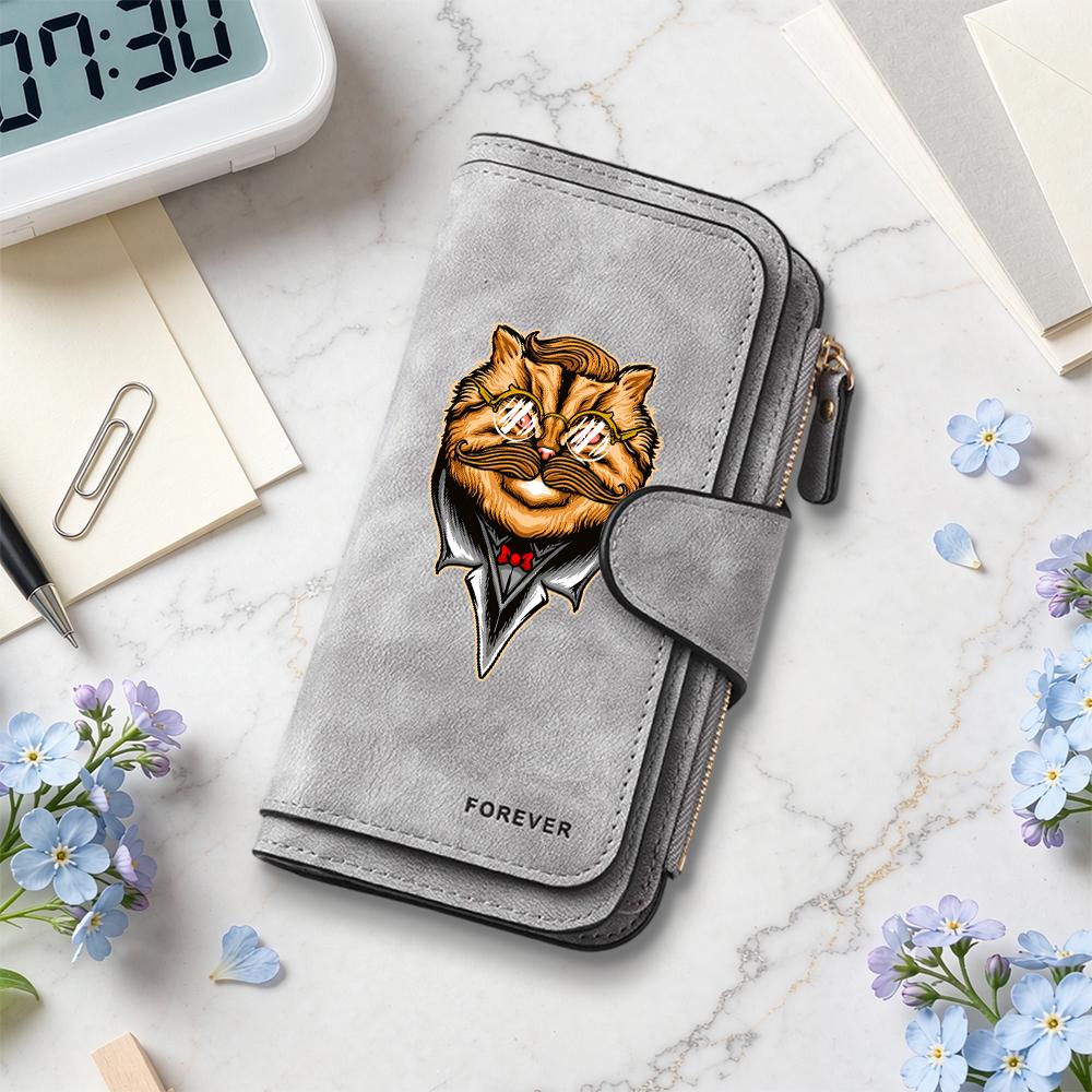 Gentleman Cat Pattern Long Wallet