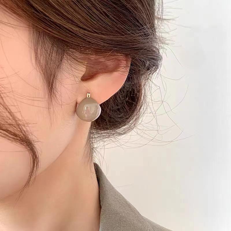 Vintage Green Enamel Ear Cuffs | Women's Luxury High-End Earrings | Retro Chic White Studs