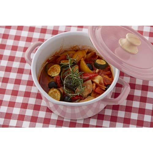 Fuji Enamel Casserole Pot, 18cm, Ash Pink, Induction Compatible, Cotton Series, CTN-18W.AP
