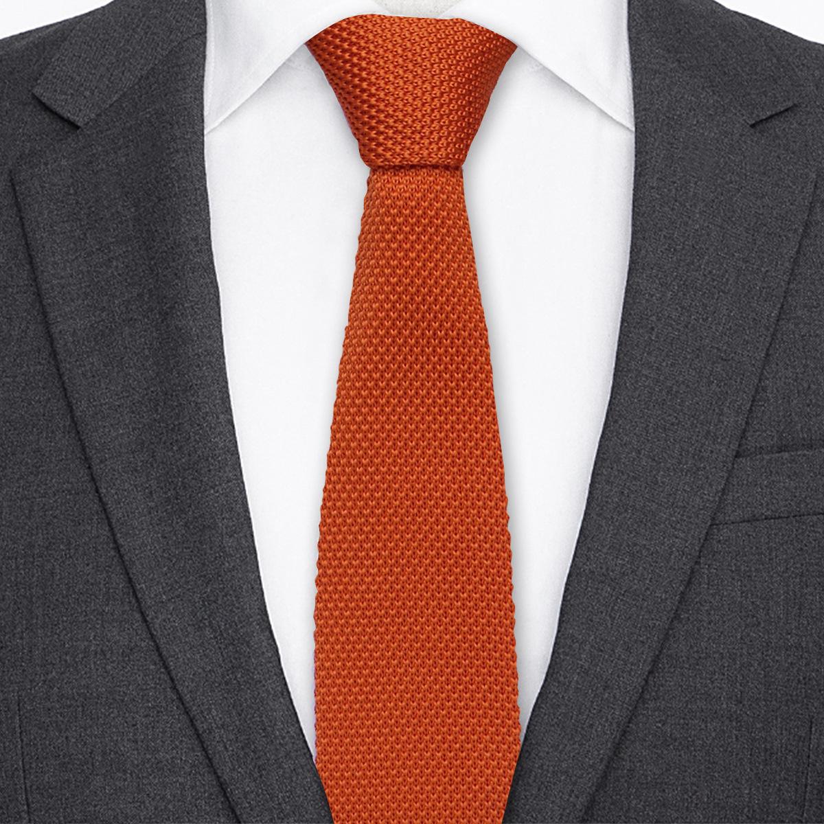 Korean Style 5.5cm Knitted Polyester Silk Wool Tie - Solid Color