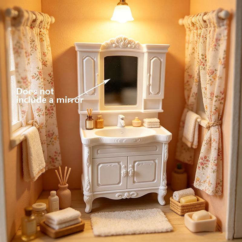 1Pcs Doll Home Bathroom Furniture Decor Toy 1/12 Dollhouse Miniature Bathroom Handwashing Platform Model Diy Accessories