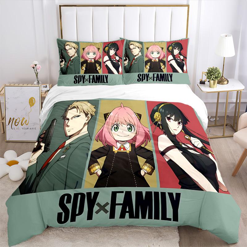 Spy Family Adventure Print 3Pcs Bedding Setduvet Cover With 2 Bedropillowcase Home Birthday Gift