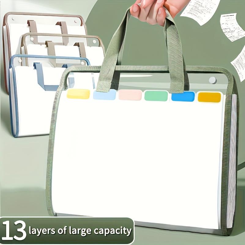 13 Pocket A4 File Manager - Waterproof Design,Durable PVC Plastic,Portable Handheld Storage,Suitable for Students and Office Use