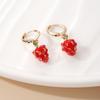 Personality Creative Cartoon Fruit Simulation Strawberry Pendant Hoop Earrings for Women Sweet Cute Dangle Earrings Jewelry Gift