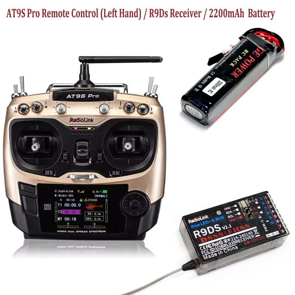 RadioLink AT9S PRO Remote Control 2.4G 10/12CH  DSSS FHSS Transmitter with R9DS Receiver for RC Model Airplane Drones