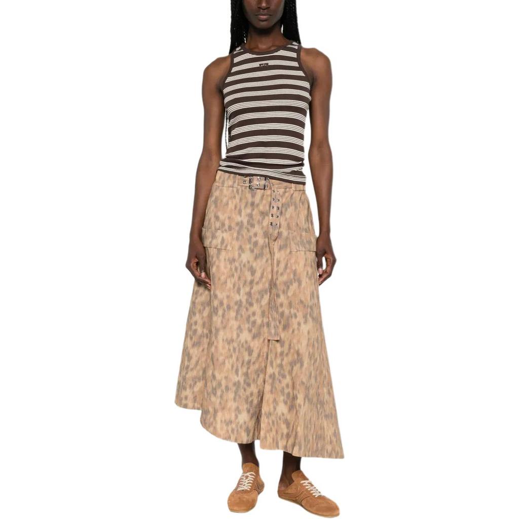 Ganni Striped Sleeveless Ribbed Round Neck Vest Women Tops A1050192