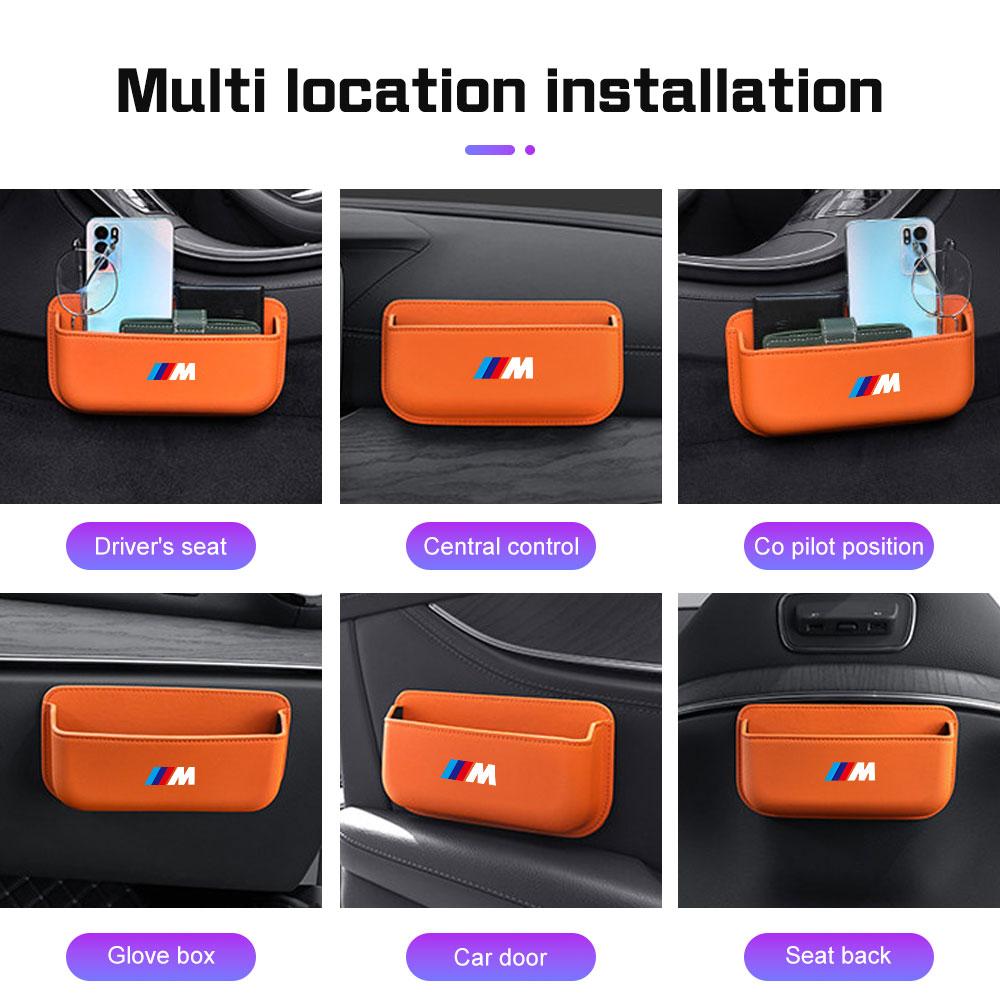 Leather Car Side Pocket Organizer Bag For BMW M M3 M5 E36 E39 E46 E60 E91 F48 F25 F15 F10 F01 X1 X3 Door Adhesive Storage Pouch npmk56