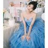 Temperament Tube Top Light Wedding Dress 2025 Question Wedding Dress Blue Birthday Party Indoor Clothing Color Dress