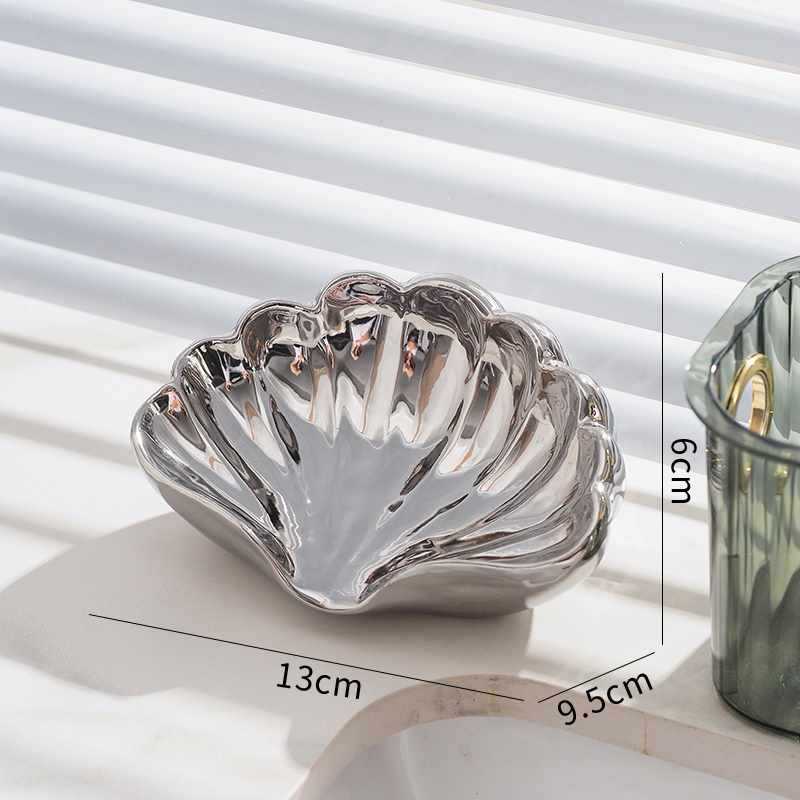 Shell Shaped Ceramic Soap Dish Bathroom Accessories Soap Holder Draining Box Creative Desk Jewelry Display Tray