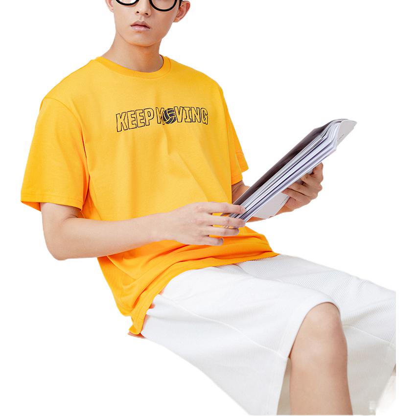 Anta Letter Print Casual T-Shirt Unisex Tops Yellow 152228101-3