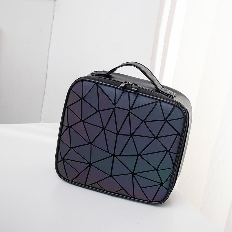 Новая геометрическая сумка-бриллиант Женская универсальная светящаяся маленькая квадратная сумка Сумка с двойной молнией Волшебная перегородка Косметичка