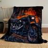 Custom Motorcycle Blanket Vintage Bike Biker Design Personalized Name Fleece Throw All Season Soft Warm Bedding Home Decor Gift