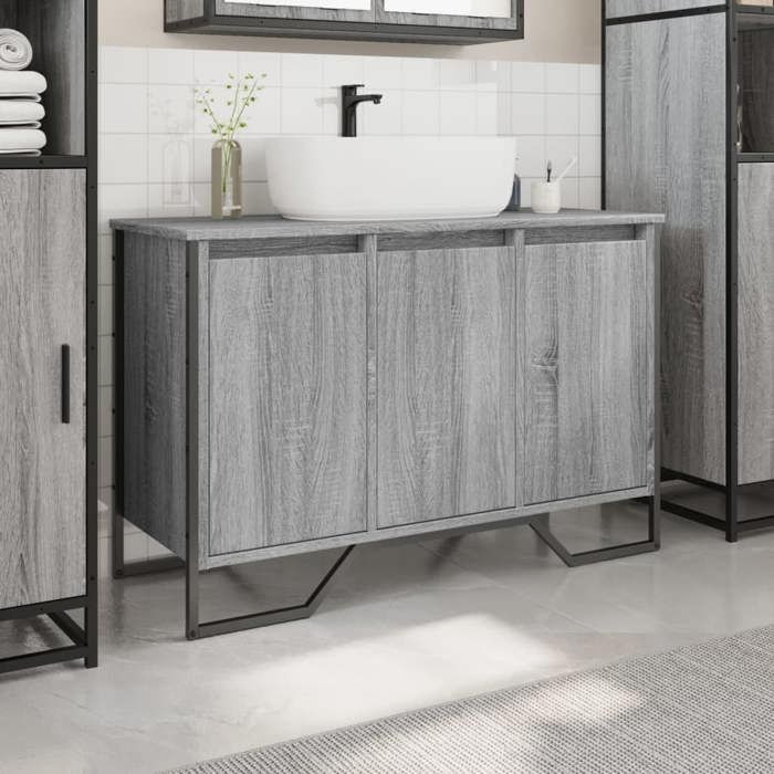 VidaXL Bathroom Vanity Cabinet Sonoma Grey 91x35x60 Cm, Bathroom Sink Cabinet, Bathroom Furniture, 848662