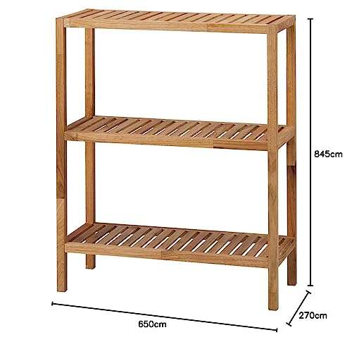 Francfranc Min Wide Shelf, Natural (W650xH845) - Rack, Natural Wood, Wooden Shelf, Wall Shelf