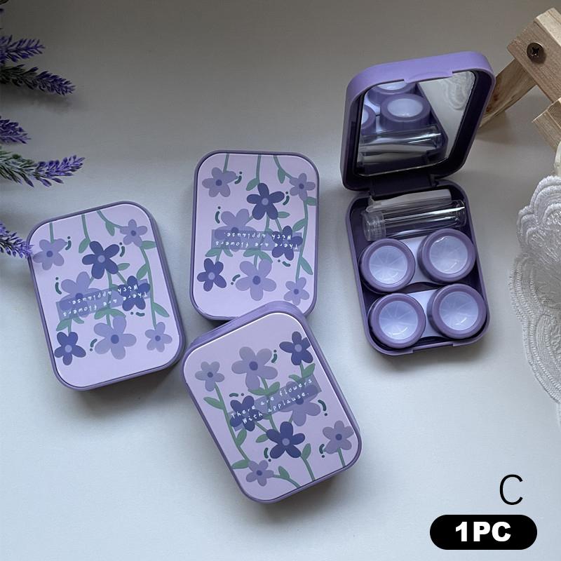 

1 упаковка из двух коробок для контактных линз, портативный дорожный набор «фиолетовый тюльпан»