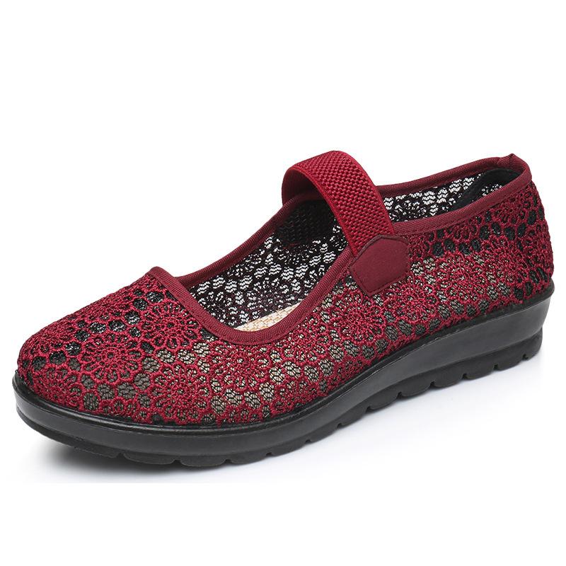Middle-aged and elderly women's shoes ****** and summer breathable mesh mother shoes s**t-soled old lady ******* cloth shoes flat-soled grandma shoes