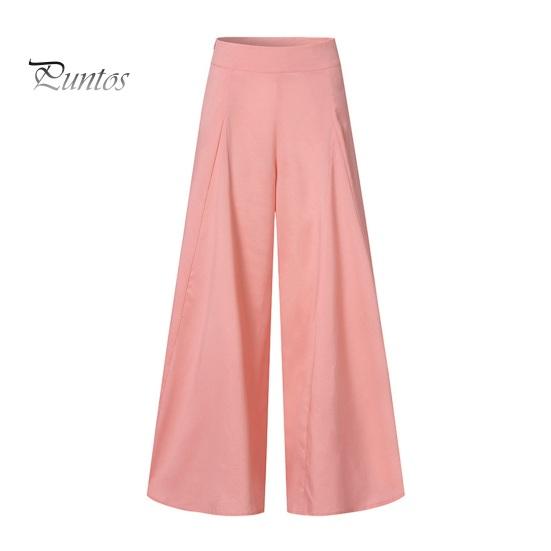 Solid Color Pants Women Elastic High Waist Wide Leg Casual Trousers Soft Comfortable Loose Fit Commuting Office Lady Workwear
